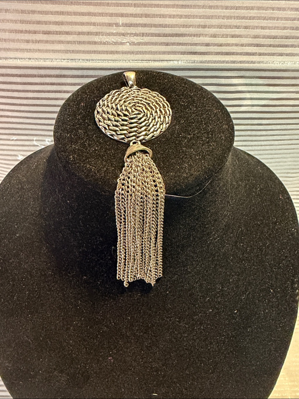 Silver Tassel Pendant - Elegant Silver Tone Women's Jewelry